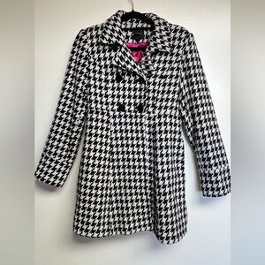 Express Black and White Houndstooth Pea Coat